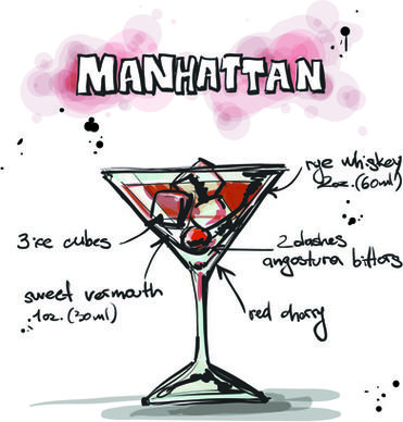 hand drawn cocktails recipes vector