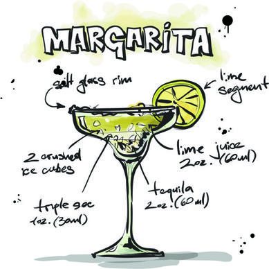 hand drawn cocktails recipes vector