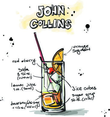 hand drawn cocktails recipes vector