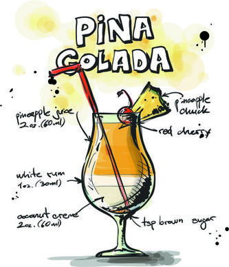 hand drawn cocktails recipes vector