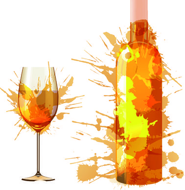 wine bottle with splash effect vector