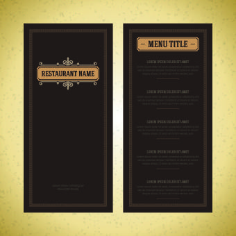 luxurious restaurant menu vector set