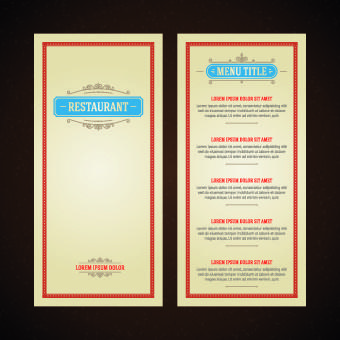 luxurious restaurant menu vector set