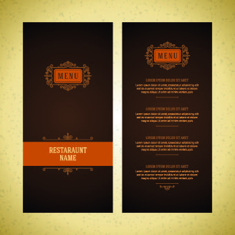 luxurious restaurant menu vector set