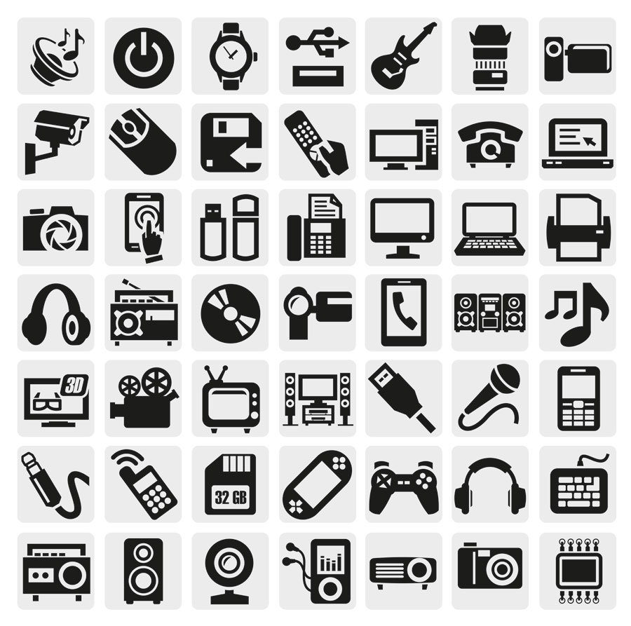 huge collection of black and white icons vector