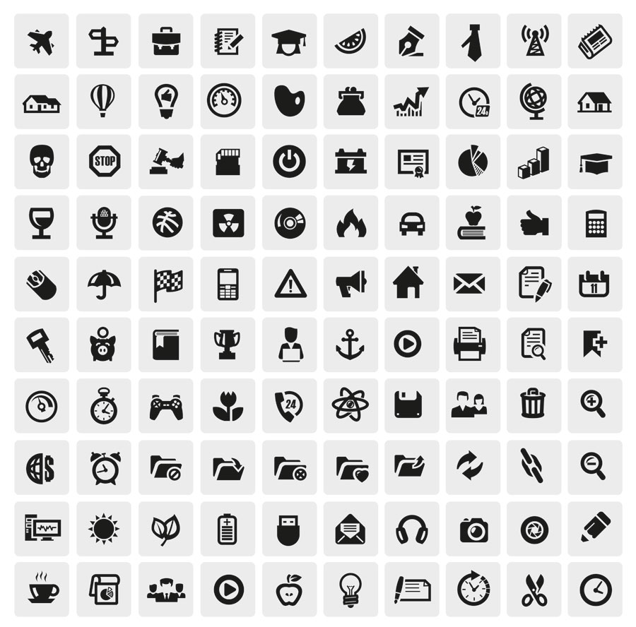 huge collection of black and white icons vector