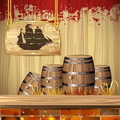 wine barrels vector