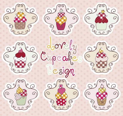 delicious cupcakes design elements vector