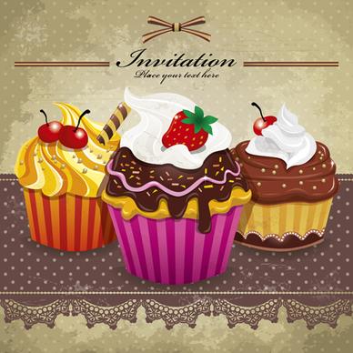 delicious cupcakes design elements vector