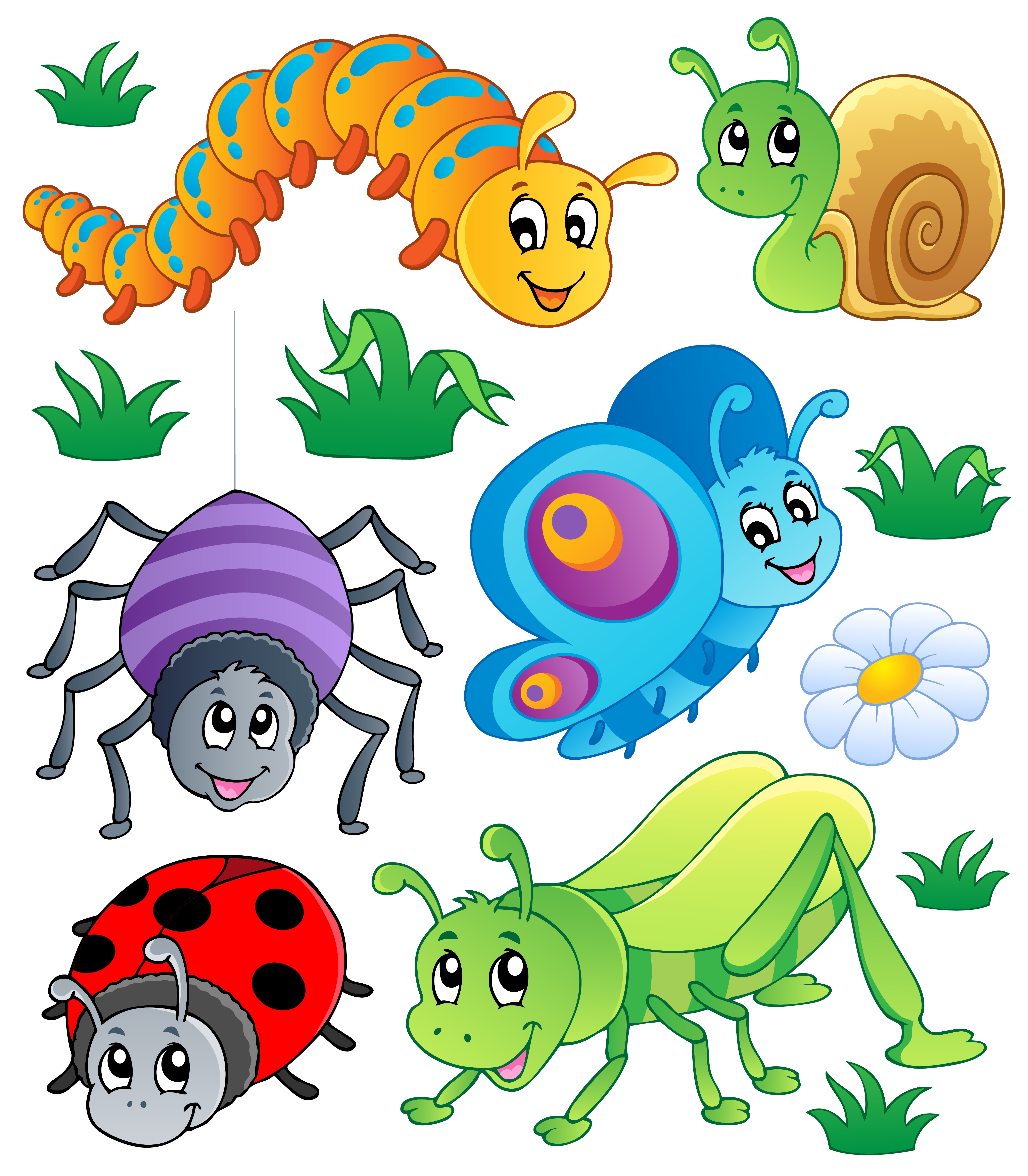 funny cartoon insects vector set