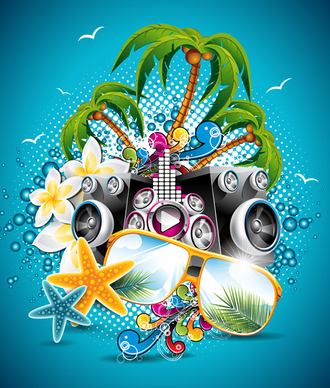 summer night posters design vector