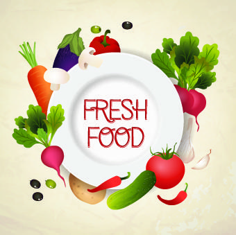 fresh food labels design vector