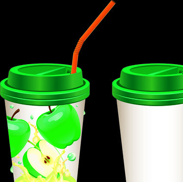 drinks cups with tubes vector