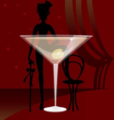 delicate martini glass vector