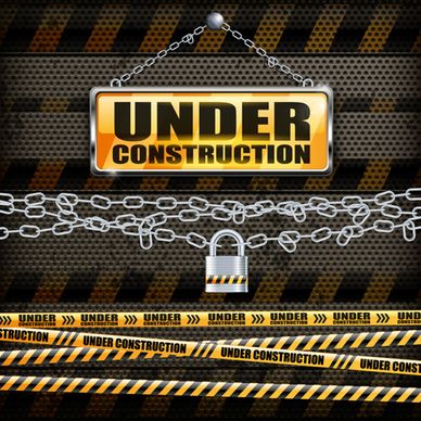 under construction design elements vector