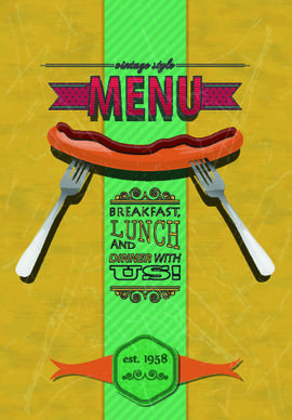 retro cafe and restaurant menu