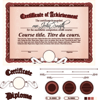 diploma certificate template and ornaments vector