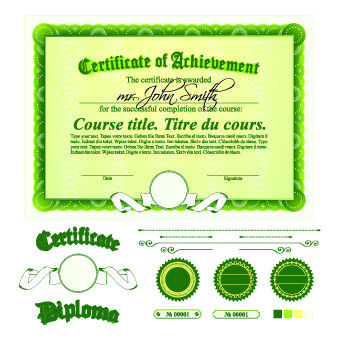 diploma certificate template and ornaments vector