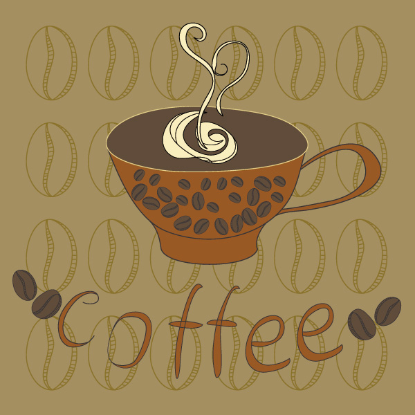 hand painted coffee cup vector