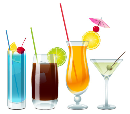 different drink vector set