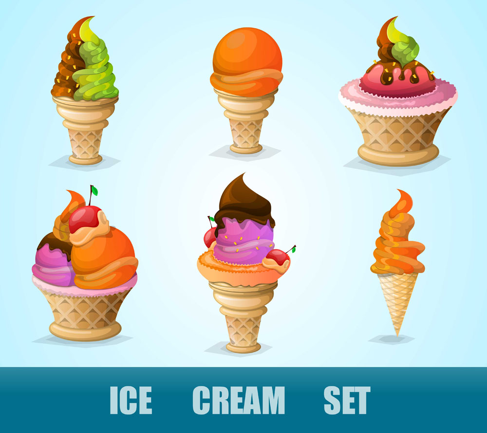 different ice cream icon vector graphic