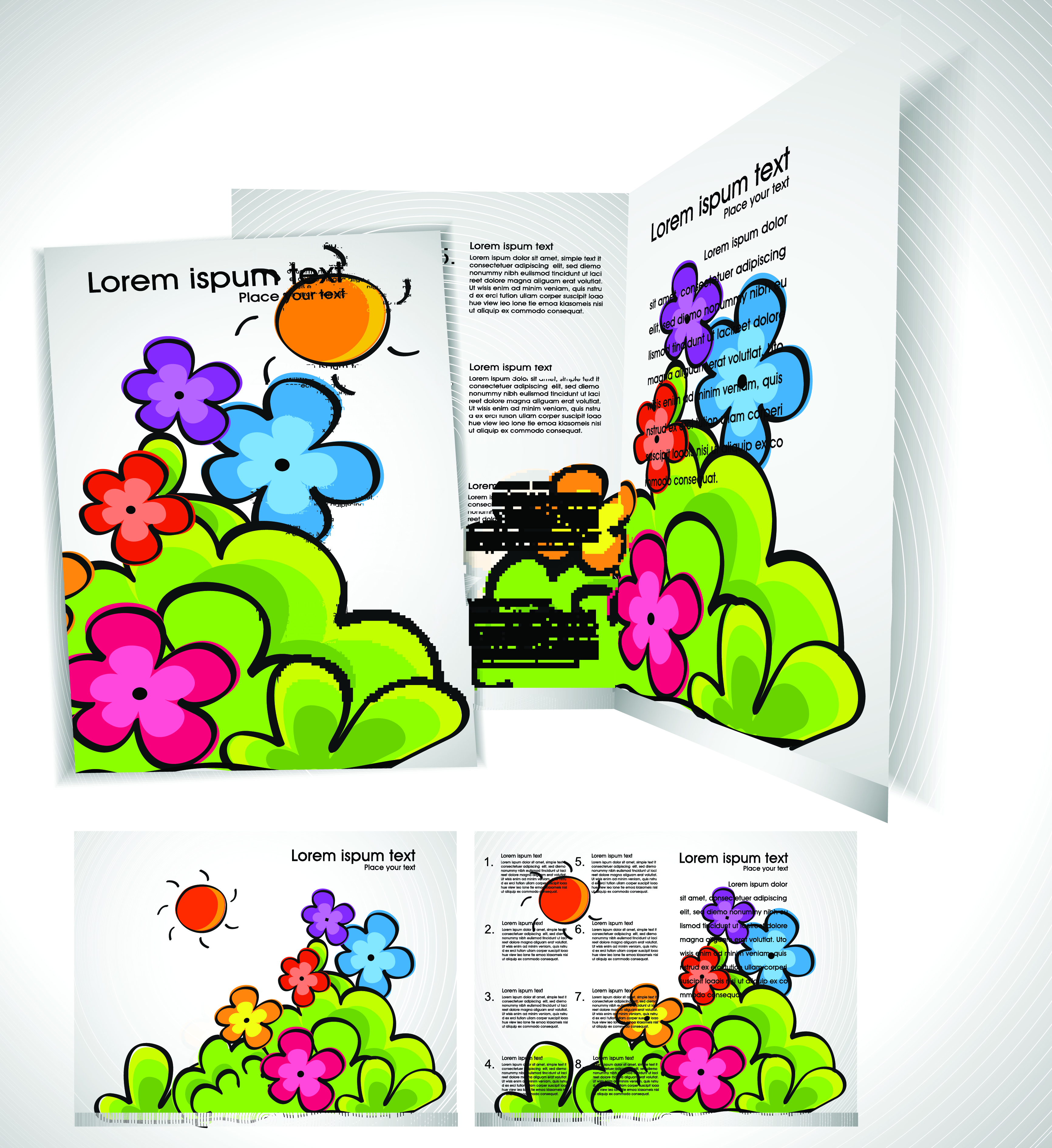 cartoon style brochure cover template vector