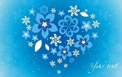 blue floral heart vector