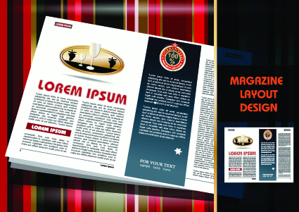 magazine pages and cover layout design vector