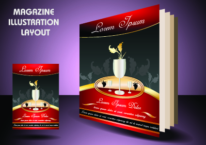 magazine pages and cover layout design vector