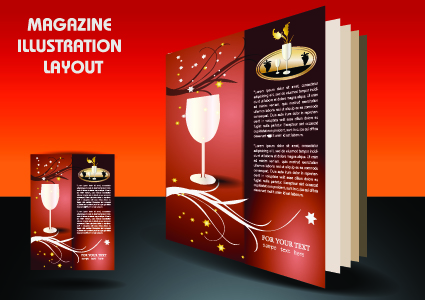 magazine pages and cover layout design vector