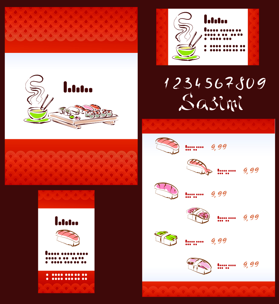 vector japan sushi menu templates