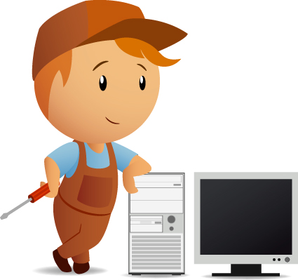 funny computer repair service elements vector