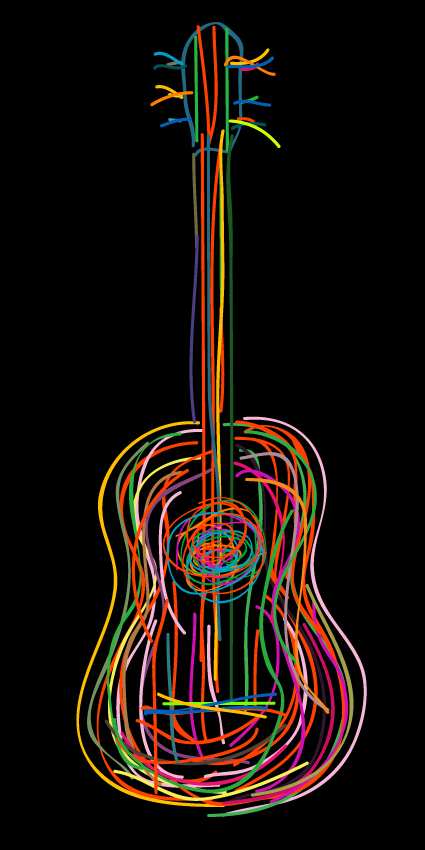 color lines musical instruments vector