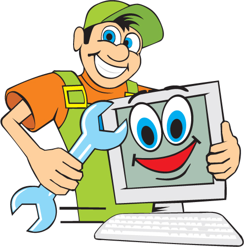 funny computer repair service elements vector