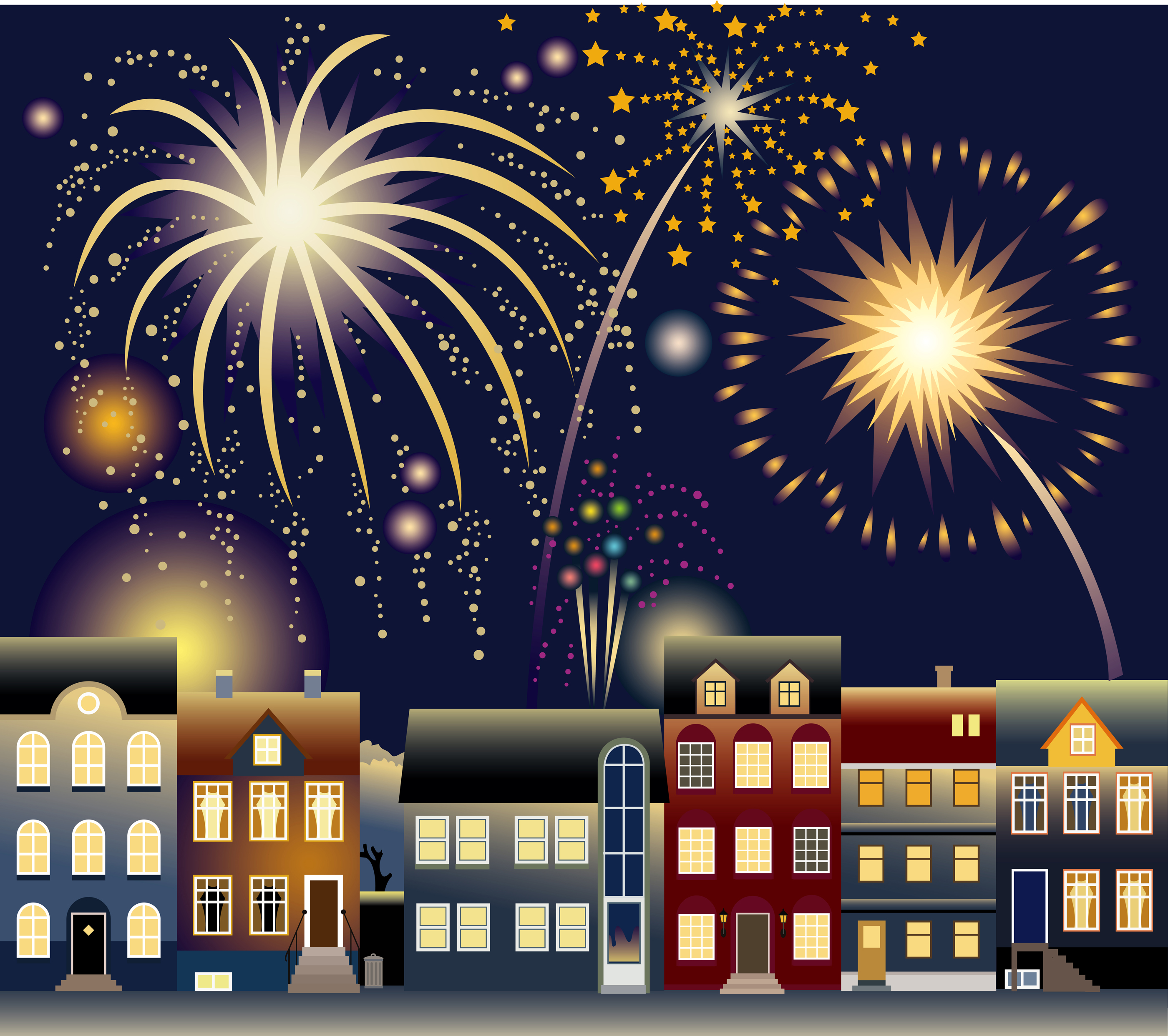 set of holiday fireworks design vector