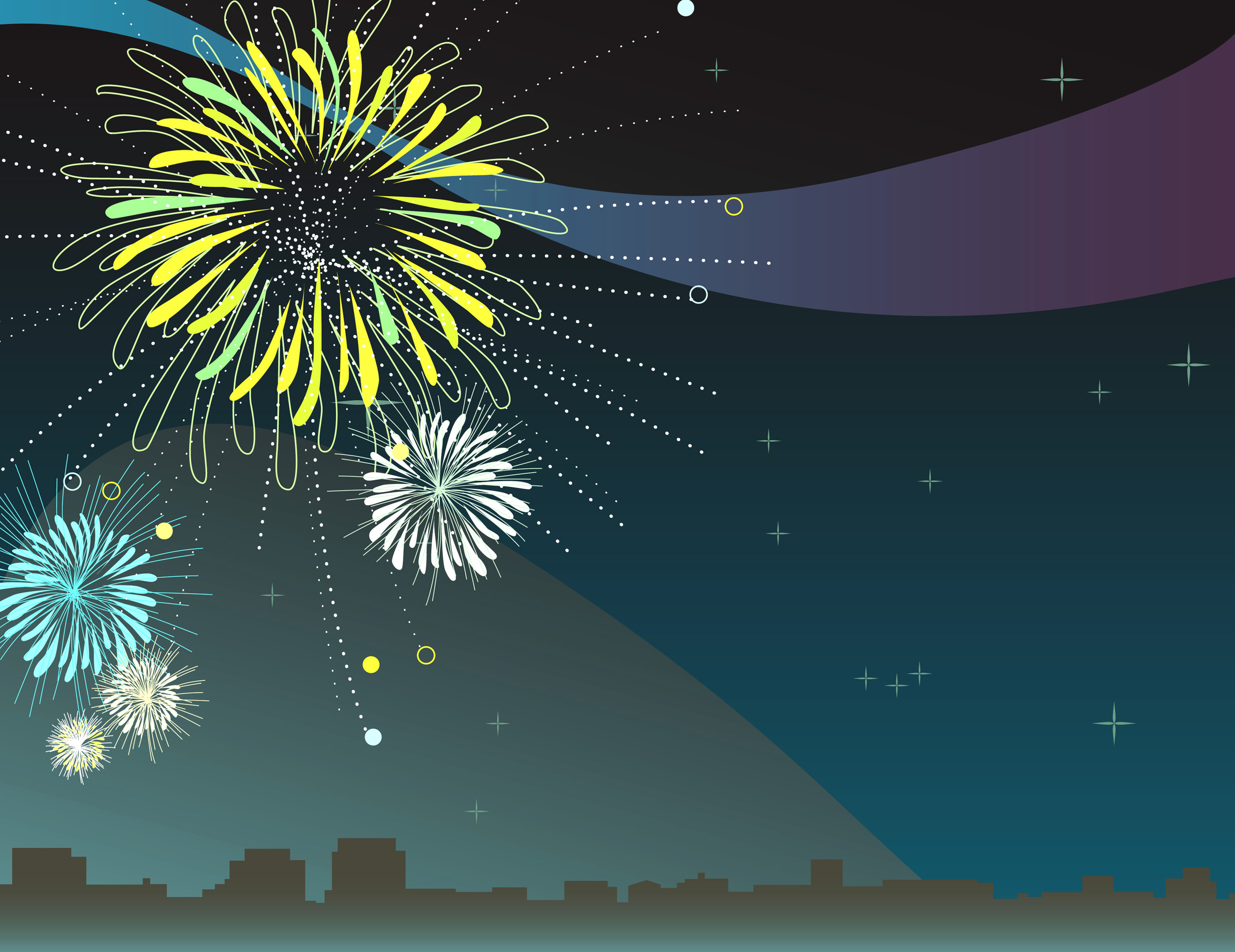 set of holiday fireworks design vector