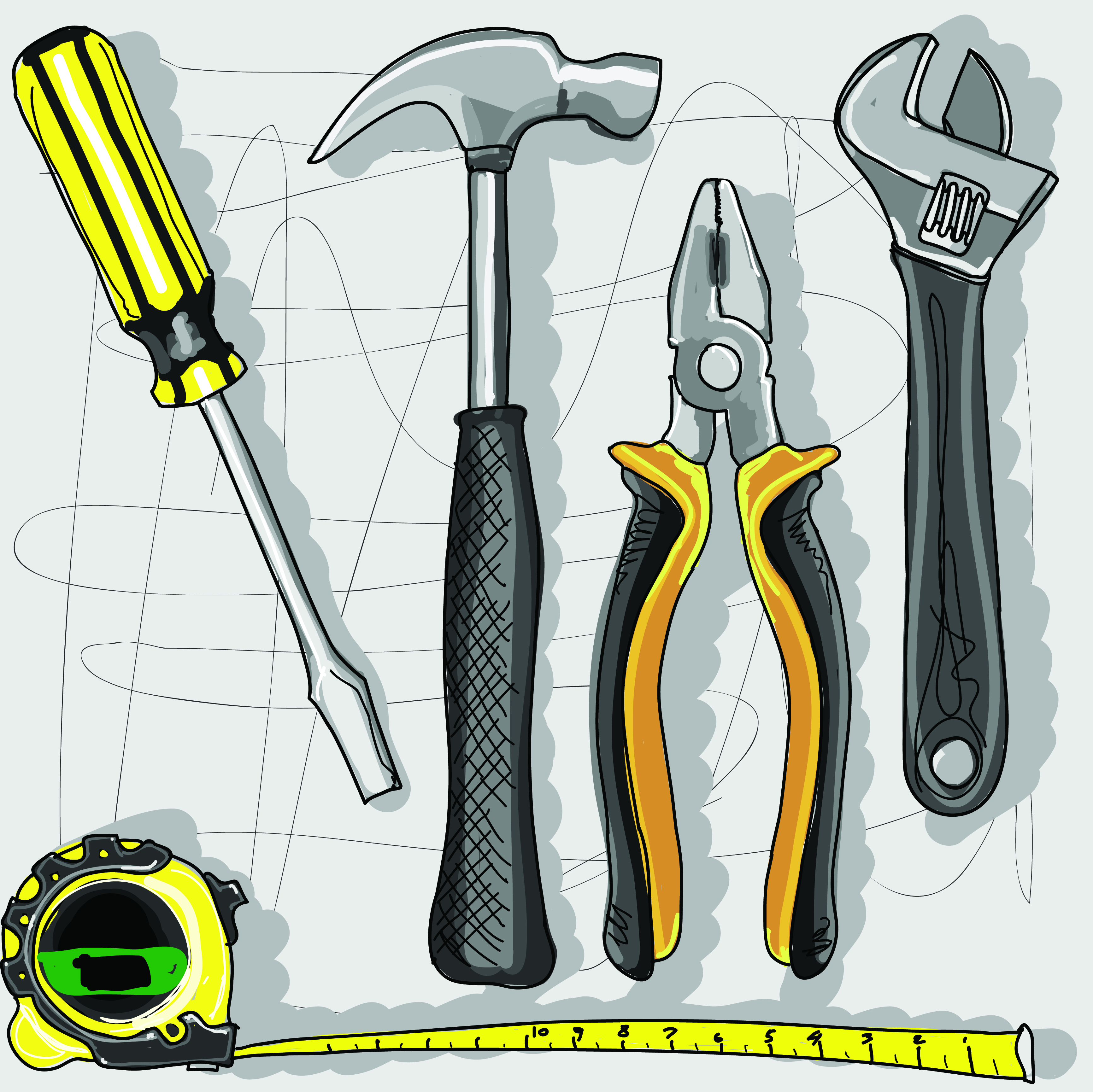 set of different repair tools vector graphics