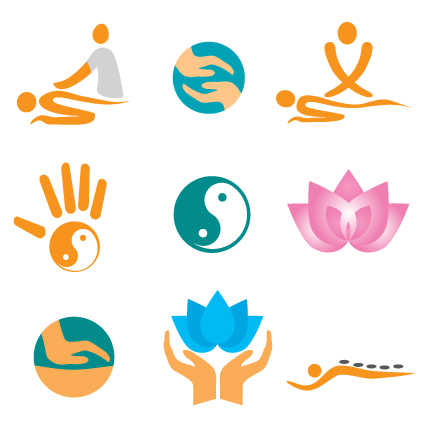 vector fitness with meditation logo set