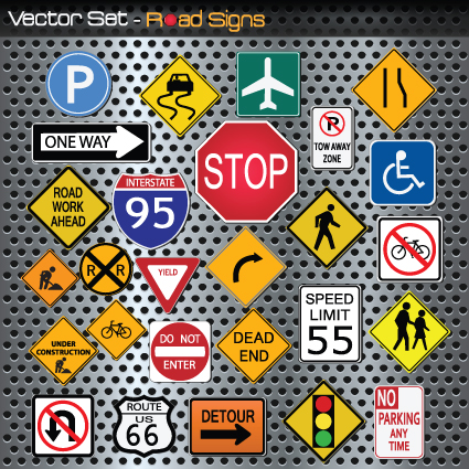 different road signs design vector