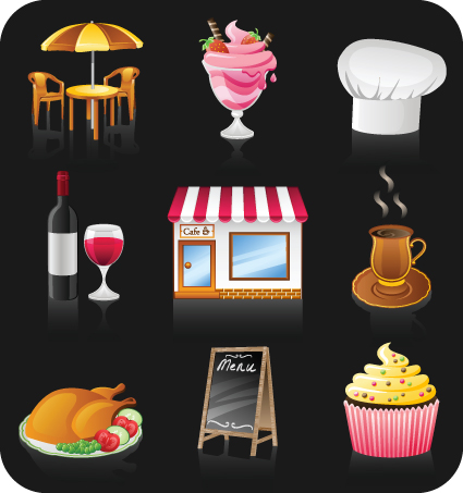 restaurant elements vector icons