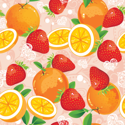 fruits and vegetables patterns vector graphics