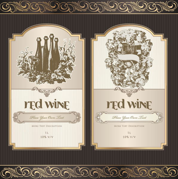 vintage elements of wine labels vector