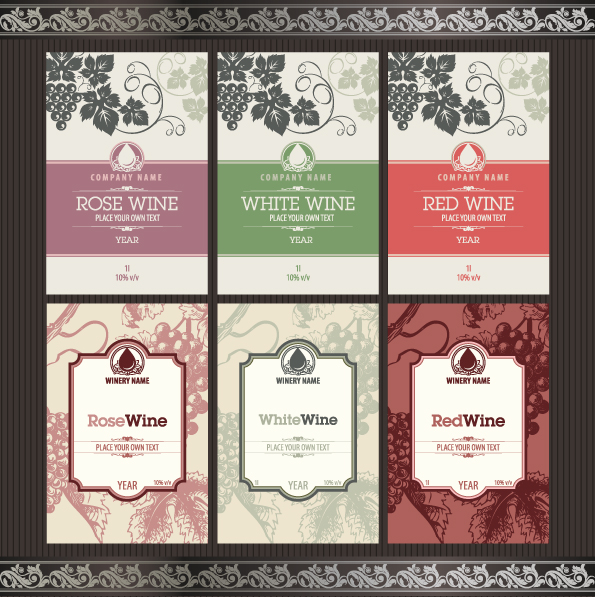 vintage elements of wine labels vector