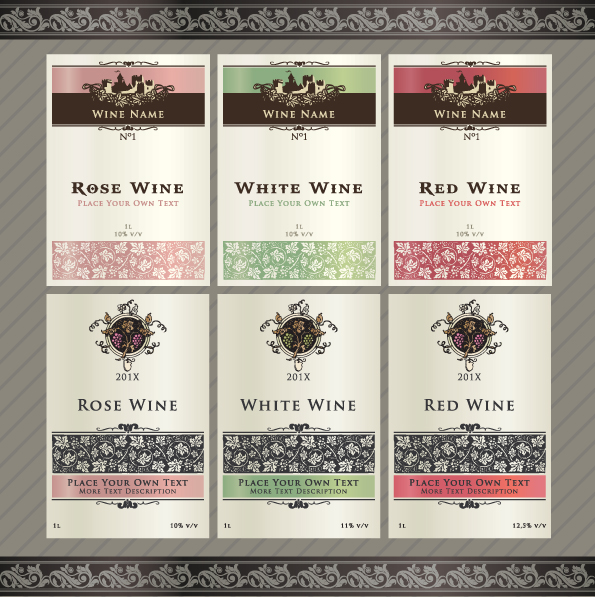 vintage elements of wine labels vector