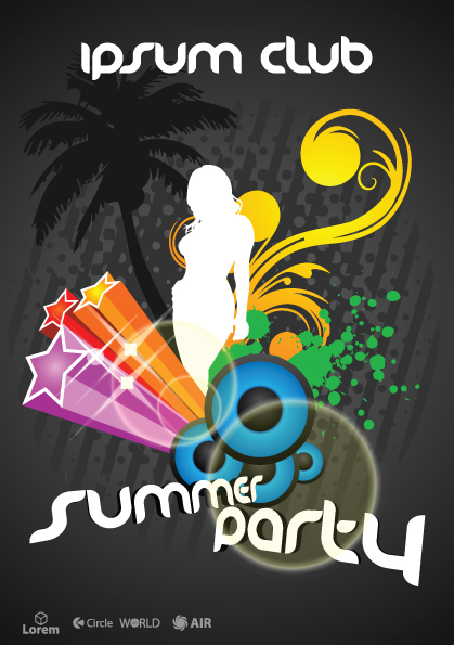 vector flyer summer party design elements