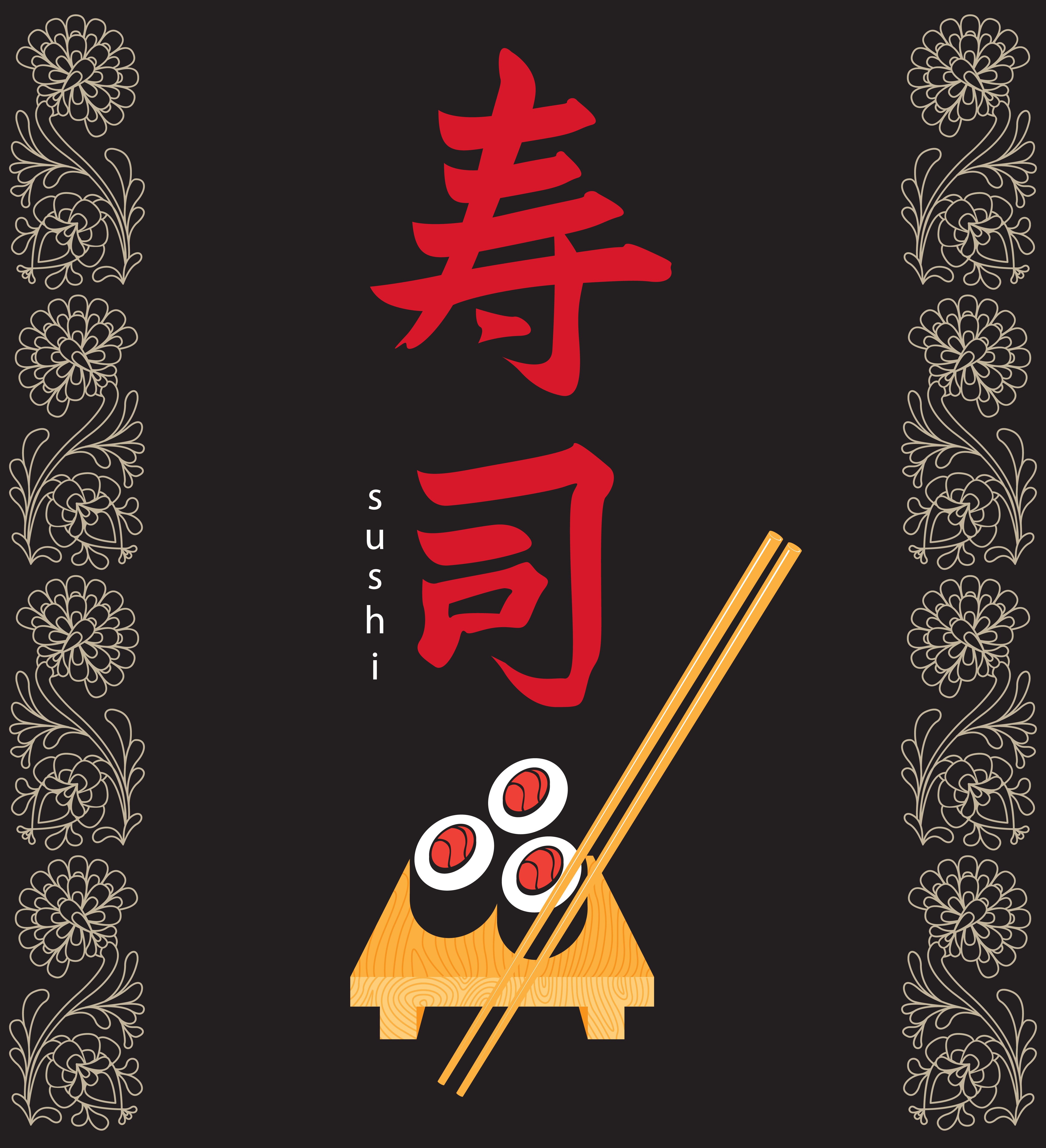 sushi menu cover design vector