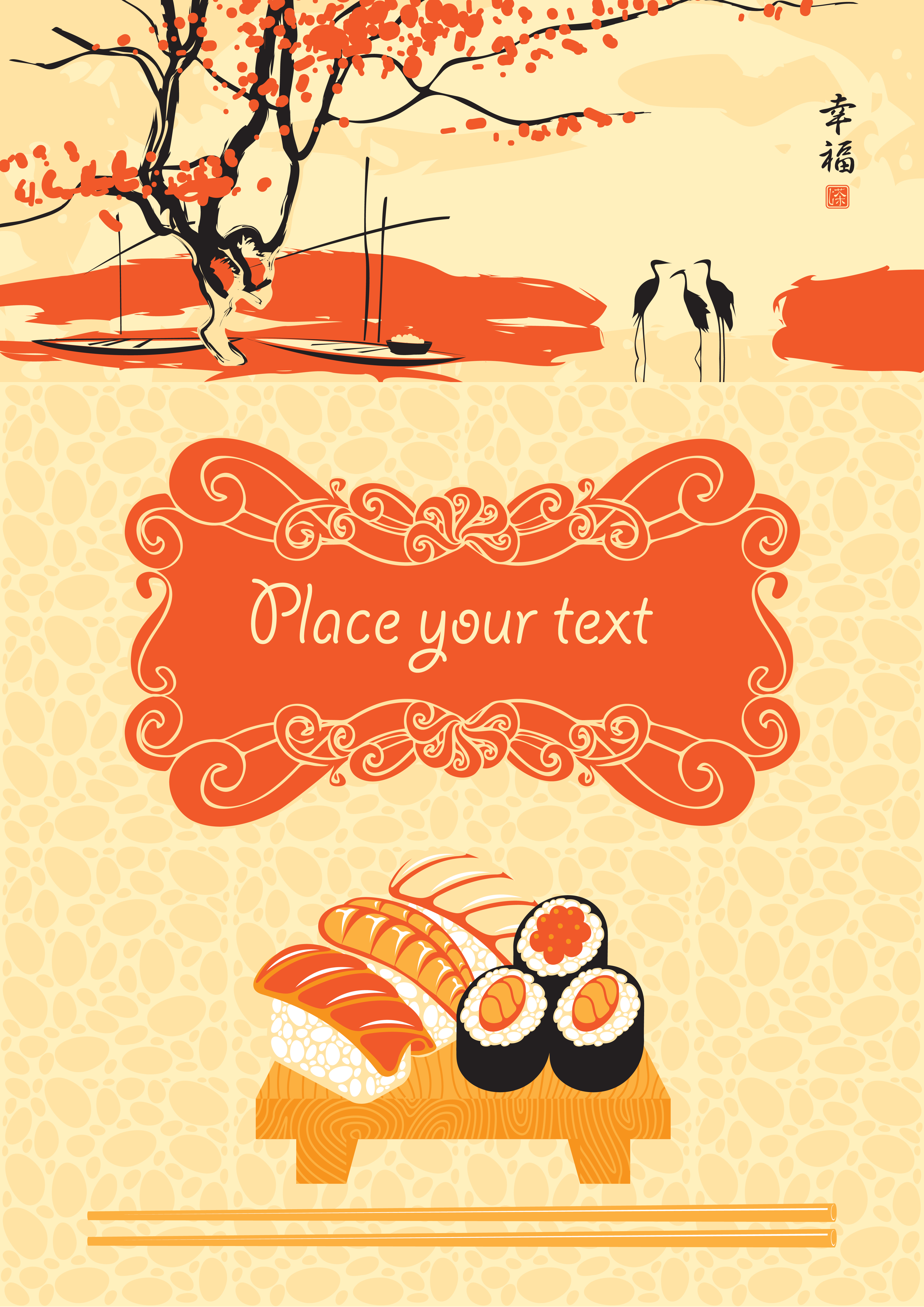 sushi menu cover design vector