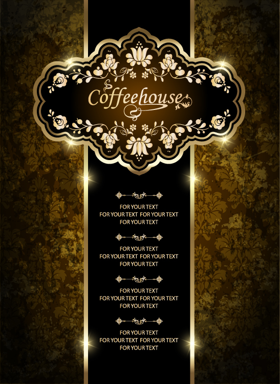 vintage golden coffee house menu design vector