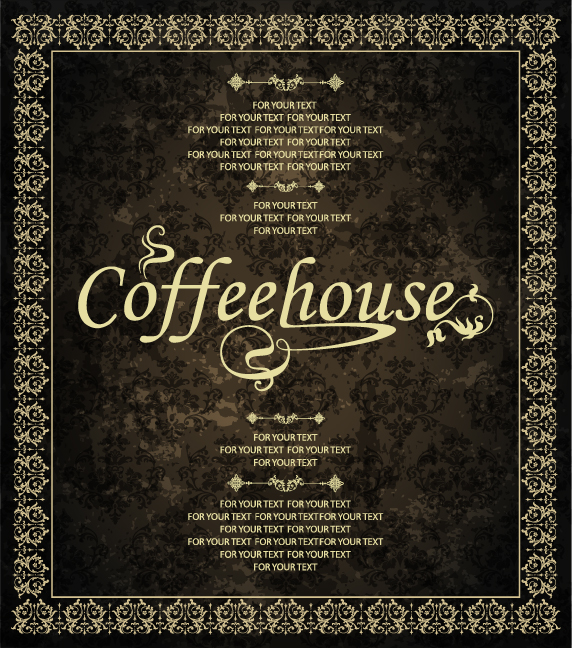 vintage golden coffee house menu design vector