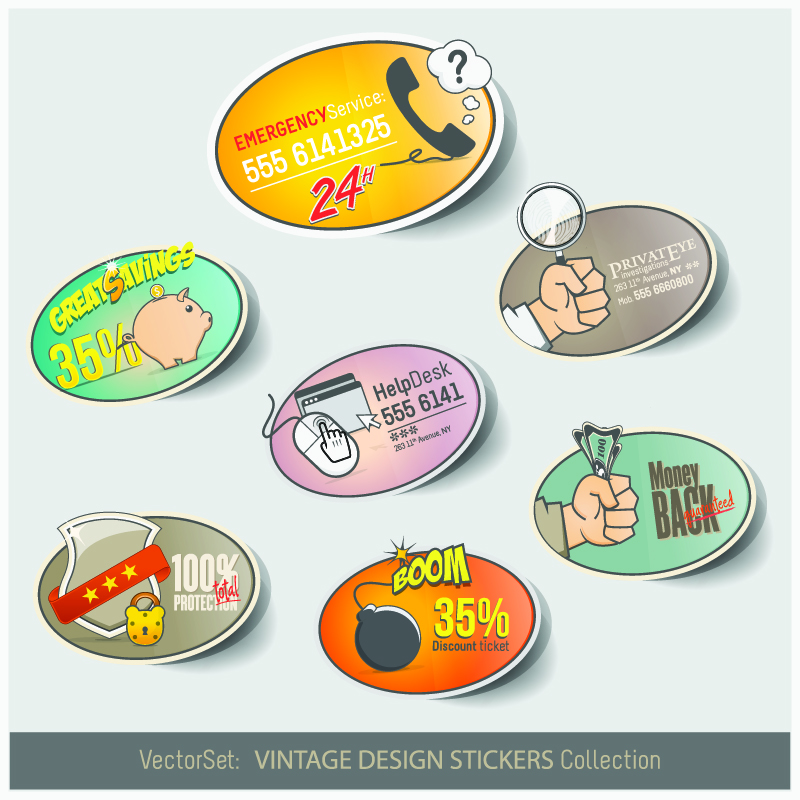 personality stickers design elements vector